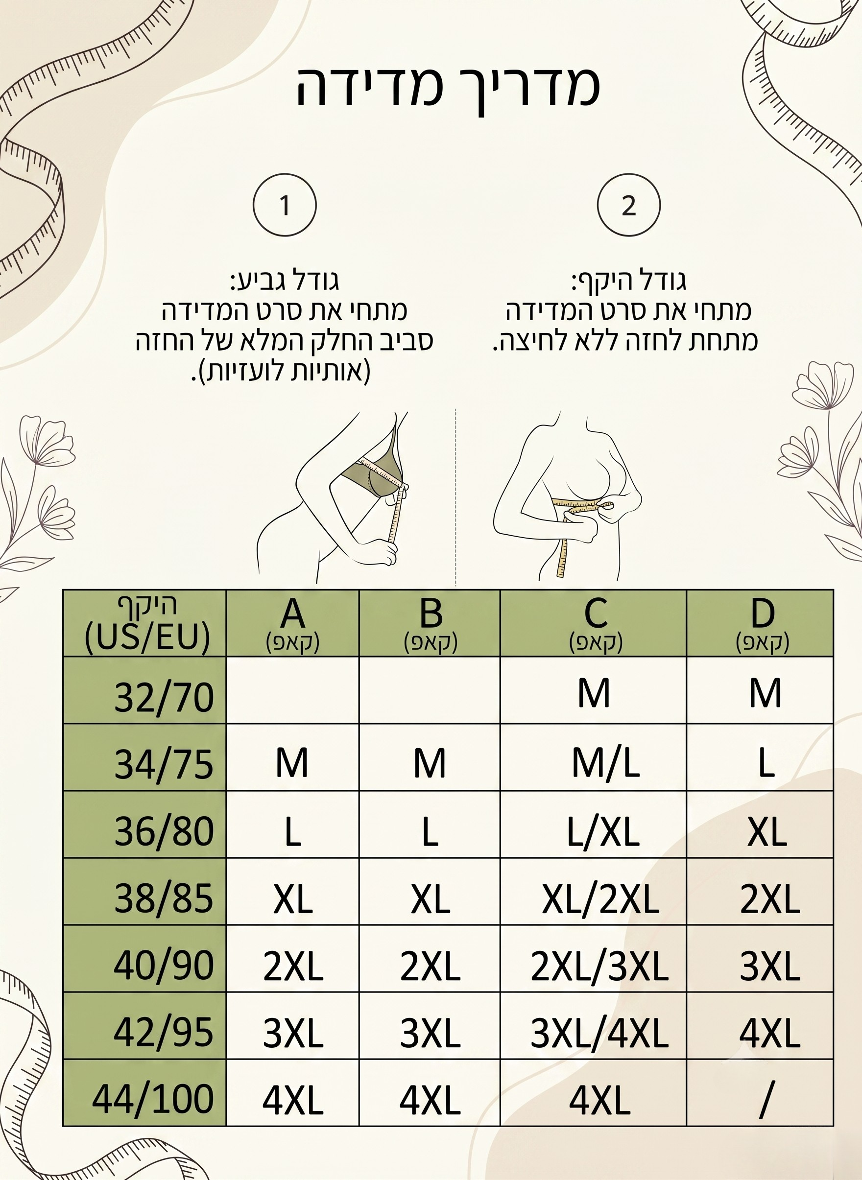 טבלת מידות